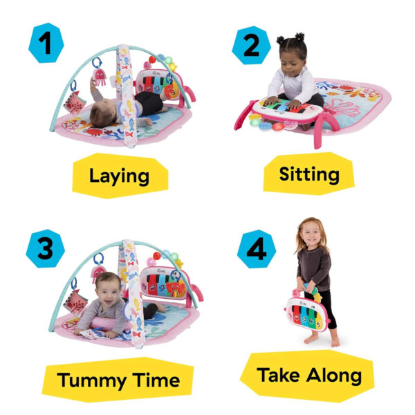Baby Einstein 4-in-1 Kickin' Tunes Music and Language Play Gym and Piano Tummy Time Activity Mat