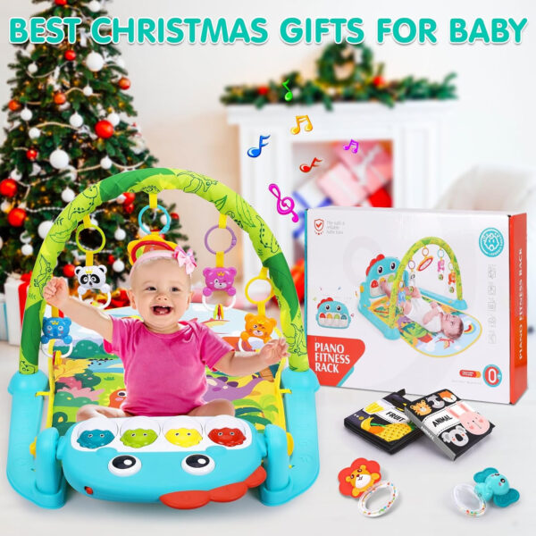 UMIKU Baby Gym Play Mats Baby Toys Tummy Time Mat Musical Activity Center for Newborn Infant Piano Babies Play Mat Music & Light Newborn Infant Gifts for Babies 0-3 6 9 12 Months Dinosaur Style