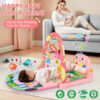 UMIKU Baby Gym Play Mats Baby Toys Tummy Time Mat Musical Activity Center for Newborn Infant Piano Babies Play Mat Music & Light Newborn Infant Gifts for Babies 0-3 6 9 12 Months Dinosaur Style