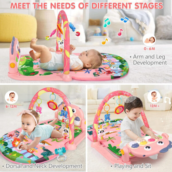 UMIKU Baby Gym Play Mats Baby Toys Tummy Time Mat Musical Activity Center for Newborn Infant Piano Babies Play Mat Music & Light Newborn Infant Gifts for Babies 0-3 6 9 12 Months Dinosaur Style