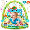 UMIKU Baby Gym Play Mats Baby Toys Tummy Time Mat Musical Activity Center for Newborn Infant Piano Babies Play Mat Music & Light Newborn Infant Gifts for Babies 0-3 6 9 12 Months Dinosaur Style
