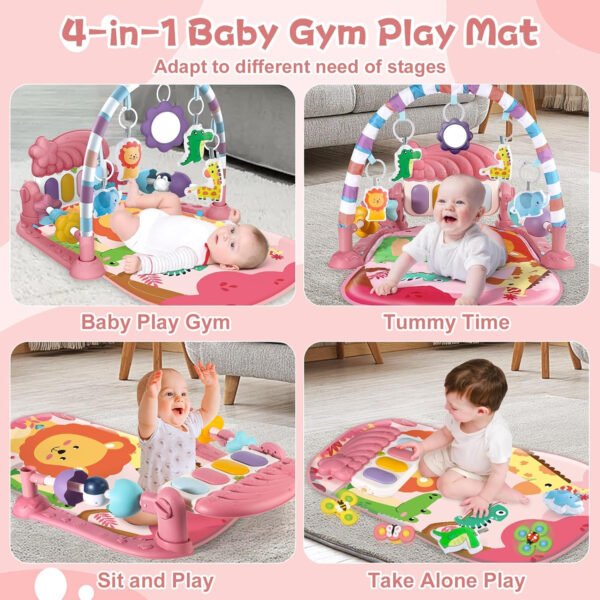 Baby Gyms Play Mats, Tummy Time Mat Toys, Infant Play Mat and Activity Gym, Baby Play Piano Gym Mat, Play Mats for Babies Newborns and Toddlers, Baby Activity Mat Toys 0-3-6-12 Months (Green)