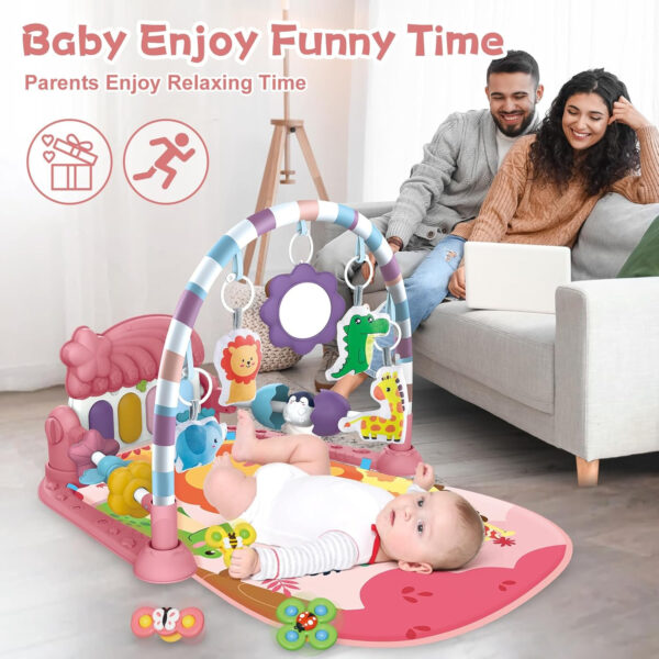 Baby Gyms Play Mats, Tummy Time Mat Toys, Infant Play Mat and Activity Gym, Baby Play Piano Gym Mat, Play Mats for Babies Newborns and Toddlers, Baby Activity Mat Toys 0-3-6-12 Months (Green)