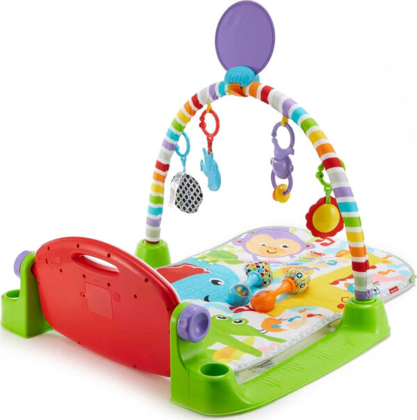Fisher-Price Baby Playmat Deluxe Kick & Play Piano Gym for Learning & 2 Maracas Soft Rattles for Newborn to Toddler Play Ages 0+ Months