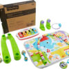 Fisher-Price Baby Playmat Deluxe Kick & Play Piano Gym for Learning & 2 Maracas Soft Rattles for Newborn to Toddler Play Ages 0+ Months