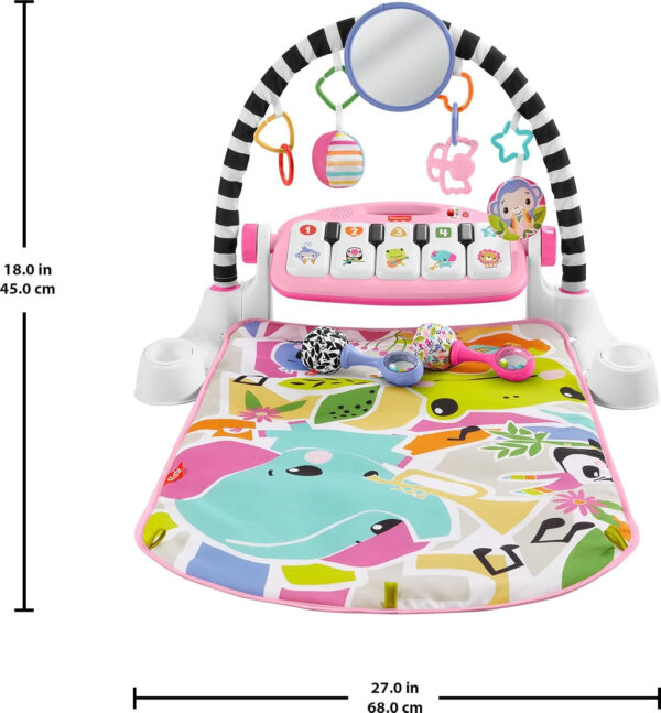 Fisher-Price Baby Playmat Deluxe Kick & Play Piano Gym for Learning & 2 Maracas Soft Rattles for Newborn to Toddler Play Ages 0+ Months