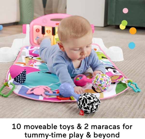 Fisher-Price Baby Playmat Deluxe Kick & Play Piano Gym for Learning & 2 Maracas Soft Rattles for Newborn to Toddler Play Ages 0+ Months