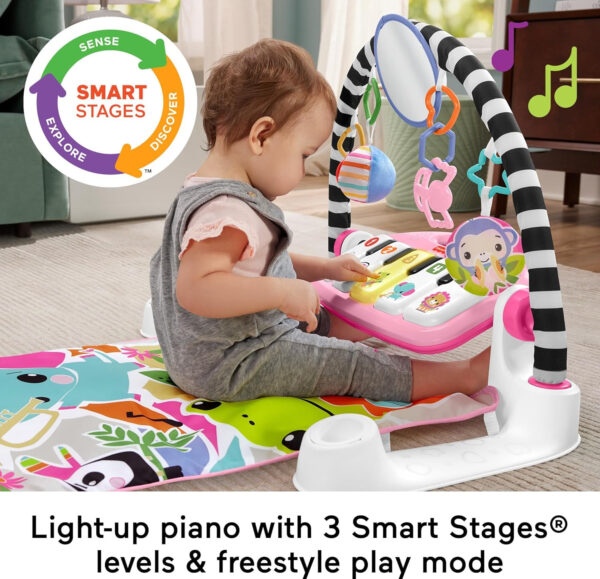 Fisher-Price Baby Playmat Deluxe Kick & Play Piano Gym for Learning & 2 Maracas Soft Rattles for Newborn to Toddler Play Ages 0+ Months