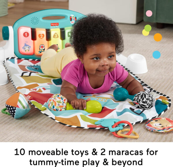 Fisher-Price Baby Playmat Deluxe Kick & Play Piano Gym for Learning & 2 Maracas Soft Rattles for Newborn to Toddler Play Ages 0+ Months
