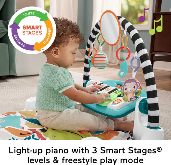 Fisher-Price Baby Playmat Deluxe Kick & Play Piano Gym for Learning & 2 Maracas Soft Rattles for Newborn to Toddler Play Ages 0+ Months