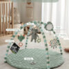 Blissful Diary Baby Play Gym Mat, Tummy Time Mat with 6 Detachable Toys for Stage-Based Sensory & Motor Skill Development, Baby Activity Mat Easy to Install & Clean, Baby Essentials Gift, Sage Green