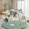 Blissful Diary Baby Play Gym Mat, Tummy Time Mat with 6 Detachable Toys for Stage-Based Sensory & Motor Skill Development, Baby Activity Mat Easy to Install & Clean, Baby Essentials Gift, Sage Green