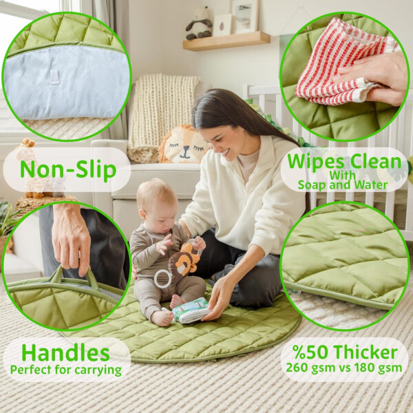 SnapPea Baby Company Baby Activity Mat. Gray Baby Play Mat, Tummy Time Mat with 6 Baby Toys. Non Slip, Soft Plush Baby Play Gym Mat. Portable Baby Gym, Infant Floor Playmat for Playroom, Nursery