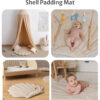 Blissful Diary Shell Baby Play Gym Mat, Softer & Enlarged Tummy Time Mat w 6 Detachable Toys for Sensory & Motor Skill Development, Activity Mat for Newborn Essentials Shower Gift, Boho Ocean Theme