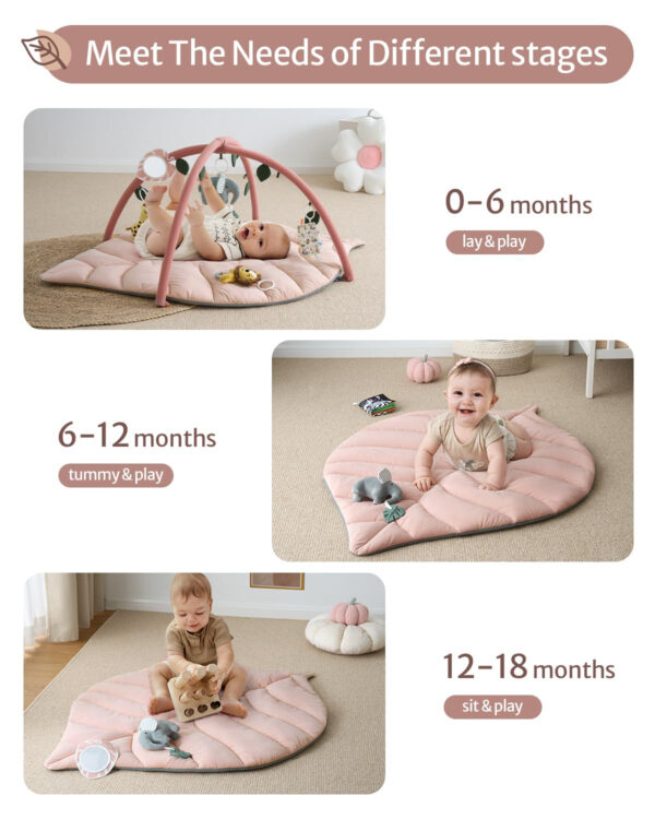 Blissful Diary Shell Baby Play Gym Mat, Softer & Enlarged Tummy Time Mat w 6 Detachable Toys for Sensory & Motor Skill Development, Activity Mat for Newborn Essentials Shower Gift, Boho Ocean Theme