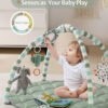 Blissful Diary Baby Play Gym Mat, Tummy Time Activity Mat with 6 Detachable Toys for Stage-Based Sensory & Motor Skill Development, Easy to Install & Clean, Baby Essentials Gift, Sandy Beige