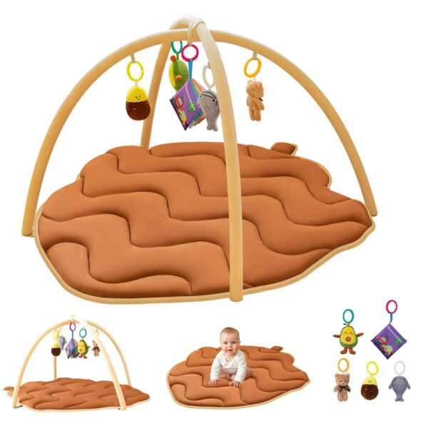 50x43 in Large Baby Play Mat, Thickened Baby Play Gym & Activity Mat – Enhance Motor Skills with Many Detachable Toys! Infant Gift for Sensory Development & Tummy Time Fun! Pinecone Shaped