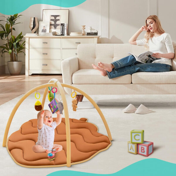 50x43 in Large Baby Play Mat, Thickened Baby Play Gym & Activity Mat – Enhance Motor Skills with Many Detachable Toys! Infant Gift for Sensory Development & Tummy Time Fun! Pinecone Shaped