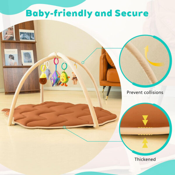 50x43 in Large Baby Play Mat, Thickened Baby Play Gym & Activity Mat – Enhance Motor Skills with Many Detachable Toys! Infant Gift for Sensory Development & Tummy Time Fun! Pinecone Shaped