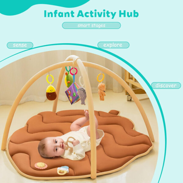 50x43 in Large Baby Play Mat, Thickened Baby Play Gym & Activity Mat – Enhance Motor Skills with Many Detachable Toys! Infant Gift for Sensory Development & Tummy Time Fun! Pinecone Shaped