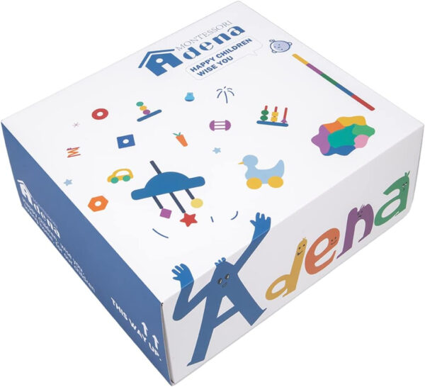 Adena Montessori Play Kit for 3-4 Months Baby,8 in 1 Wooden Learning Educational Toys for Toddler,Include Framed Mirror Book,High-Contrast Cards and More,Christmas Birthday Gift for Boys Girls