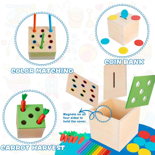 Adena Montessori Play Kit for 3-4 Months Baby,8 in 1 Wooden Learning Educational Toys for Toddler,Include Framed Mirror Book,High-Contrast Cards and More,Christmas Birthday Gift for Boys Girls