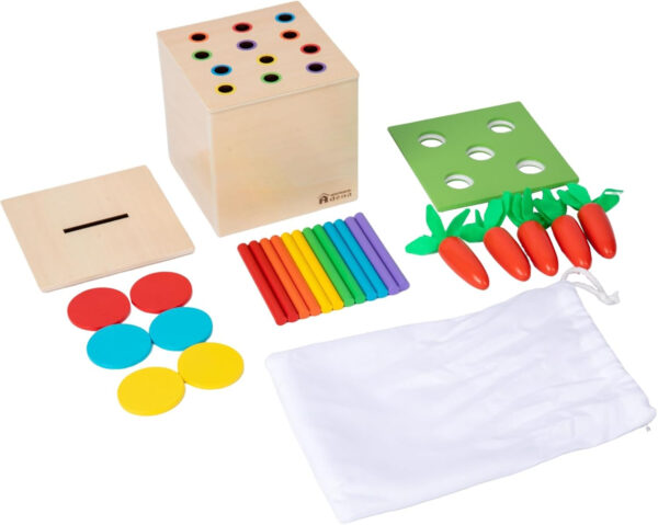 Adena Montessori Play Kit for 3-4 Months Baby,8 in 1 Wooden Learning Educational Toys for Toddler,Include Framed Mirror Book,High-Contrast Cards and More,Christmas Birthday Gift for Boys Girls