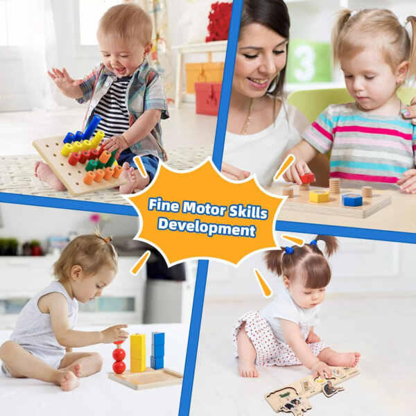 Adena Montessori Play Kit for 3-4 Months Baby,8 in 1 Wooden Learning Educational Toys for Toddler,Include Framed Mirror Book,High-Contrast Cards and More,Christmas Birthday Gift for Boys Girls