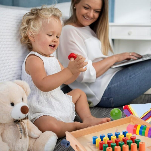 Adena Montessori Play Kit for 3-4 Months Baby,8 in 1 Wooden Learning Educational Toys for Toddler,Include Framed Mirror Book,High-Contrast Cards and More,Christmas Birthday Gift for Boys Girls