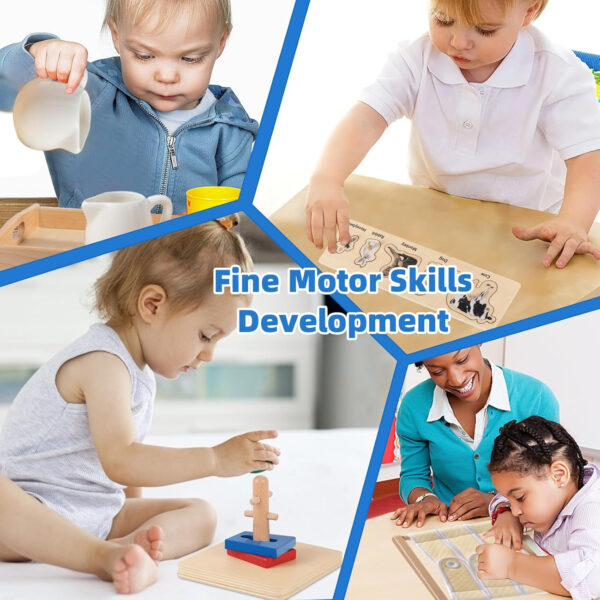 Adena Montessori Play Kit for 3-4 Months Baby,8 in 1 Wooden Learning Educational Toys for Toddler,Include Framed Mirror Book,High-Contrast Cards and More,Christmas Birthday Gift for Boys Girls