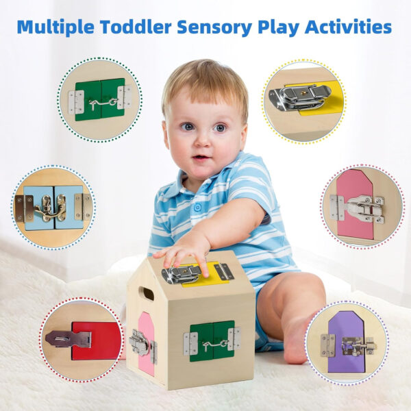 Adena Montessori Play Kit for 3-4 Months Baby,8 in 1 Wooden Learning Educational Toys for Toddler,Include Framed Mirror Book,High-Contrast Cards and More,Christmas Birthday Gift for Boys Girls