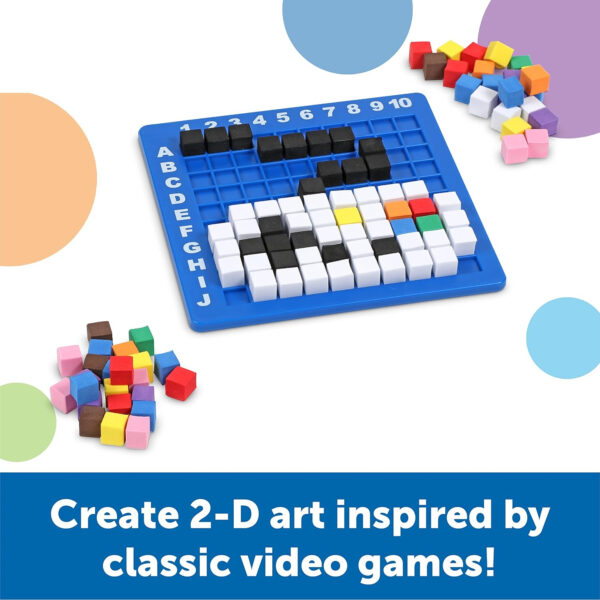Learning Resources STEM Explorers Pixel Art Challenge - Math Puzzles, Pattern Blocks, Creativity for Kids Sensory Bin, Arts and Crafts, Math Manipulatives, Back to School Must Haves