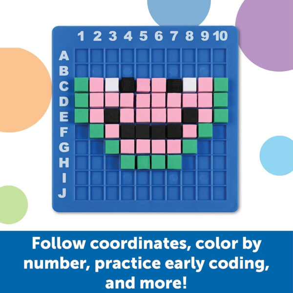Learning Resources STEM Explorers Pixel Art Challenge - Math Puzzles, Pattern Blocks, Creativity for Kids Sensory Bin, Arts and Crafts, Math Manipulatives, Back to School Must Haves