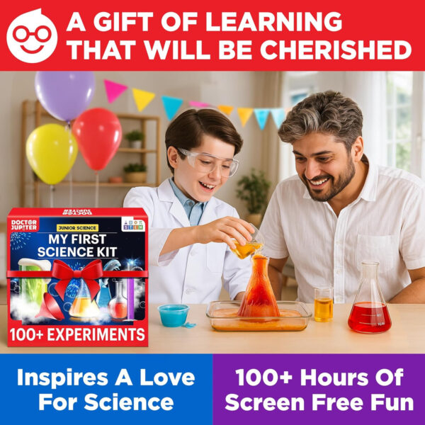 Doctor Jupiter My First Science Kit for Kids Ages 4-5-6-7-8| Birthday Gift Ideas for 4-8-12 Year Old Boys & Girls| Toy Stem Kit with 100+ Experiments| Learning & Educational, Summer Activities