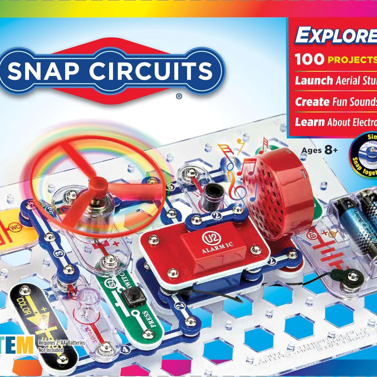 Snap Circuits Jr. SC-100 Electronics Exploration Kit, Over 100 Projects, Full Color Project Manual, 28 Parts, STEM Educational Toy for Kids 8 +