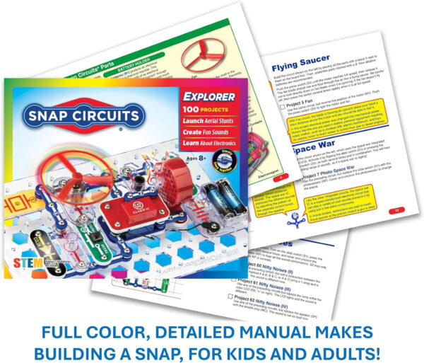 688b13141778865b519ce60ef9a9c8ce087185f76f7f4197c20f0.jpg Snap Circuits Jr. SC-100 Electronics Exploration Kit, Over 100 Projects, Full Color Project Manual, 28 Parts, STEM Educational Toy for Kids 8 +