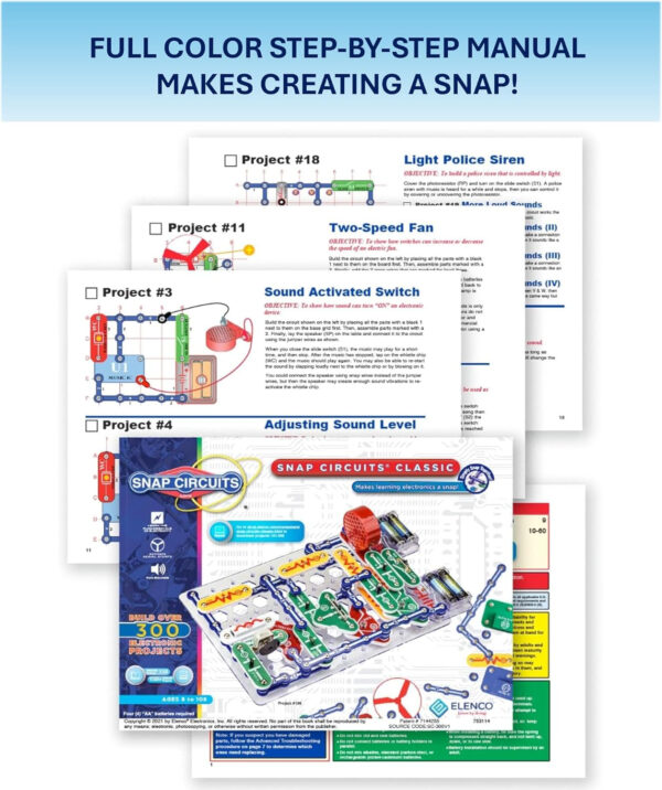 688b1327a9f79519f5f7472a76cecb487aca85d4c4d60aa4d2f70.jpg Snap Circuits Jr. SC-100 Electronics Exploration Kit, Over 100 Projects, Full Color Project Manual, 28 Parts, STEM Educational Toy for Kids 8 +