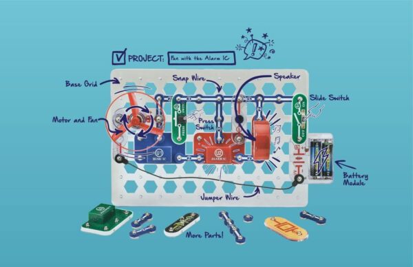 688b133261cc96ee5727a4af72afeba7490738c466b8574c8784c.jpg Snap Circuits Jr. SC-100 Electronics Exploration Kit, Over 100 Projects, Full Color Project Manual, 28 Parts, STEM Educational Toy for Kids 8 +