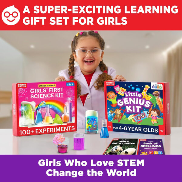 Doctor Jupiter Girls First Science Experiment Kit for Kids Ages 4-5-6-7-8| Birthday Gift Ideas for 4+ Year Old Girls| STEM Learning & Educational Toys