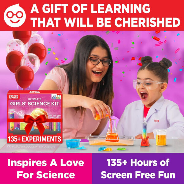 Doctor Jupiter Girls First Science Experiment Kit for Kids Ages 4-5-6-7-8| Birthday Gift Ideas for 4+ Year Old Girls| STEM Learning & Educational Toys