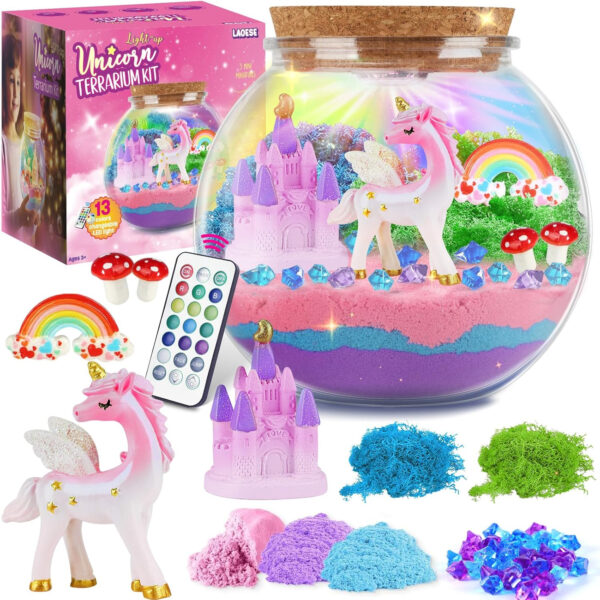 Unicorn Gifts for Girls - Unicorns Terrarium Kit for Kids - Birthday Gift for Girl Ages 4 5 6 7 8-12 Year Old - DIY Unicorns Toys Arts and Crafts Kit for Kid