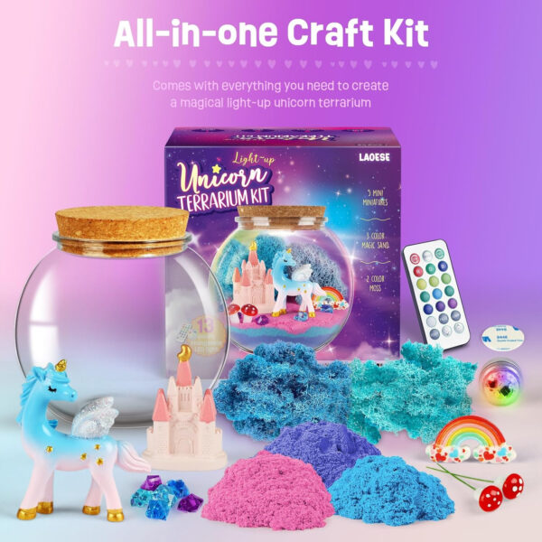 Unicorn Gifts for Girls - Unicorns Terrarium Kit for Kids - Birthday Gift for Girl Ages 4 5 6 7 8-12 Year Old - DIY Unicorns Toys Arts and Crafts Kit for Kid