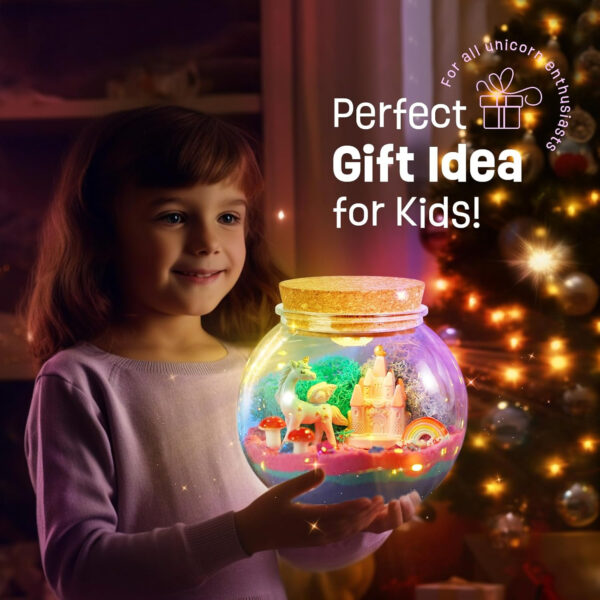 Unicorn Gifts for Girls - Unicorns Terrarium Kit for Kids - Birthday Gift for Girl Ages 4 5 6 7 8-12 Year Old - DIY Unicorns Toys Arts and Crafts Kit for Kid