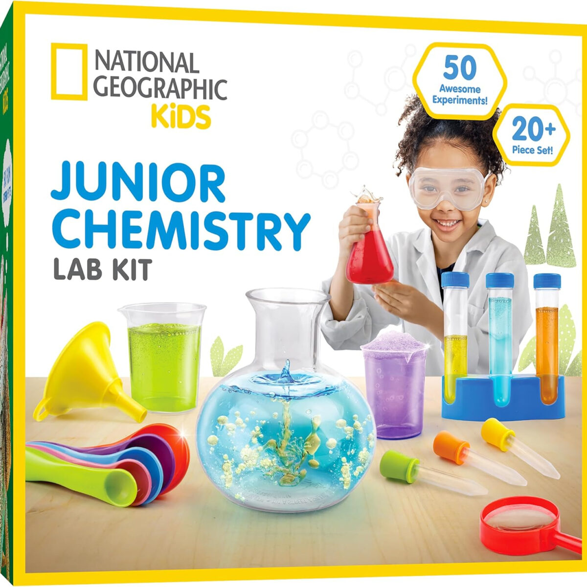 National Geographic Kids Junior Chemistry Set - Complete Early Learning Lab Kit with 50 Science Experiments and 20+ Lab Tools for Kids Aged 4-6