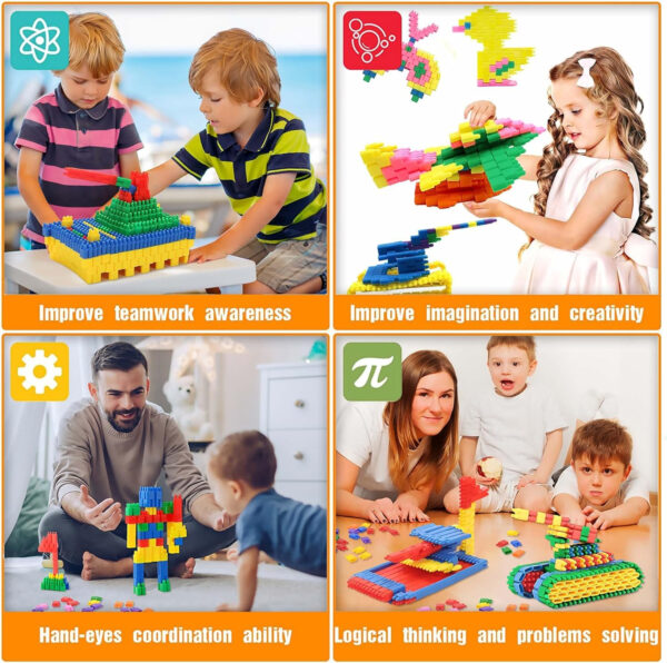 FUBAODA Kids 600pcs Set Building Blocks Construction Toy - Learning Playset STEM Educational Kit Child Branin Development Preschool Kindergarten Toy