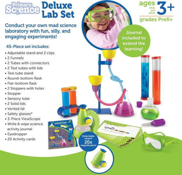 Learning Resources Primary Science Deluxe Lab Set - 45 Pieces, Ages 3+ Preschool Science Kit, STEM Toys, Science Experiments for Kids, Preschool Learning Toys