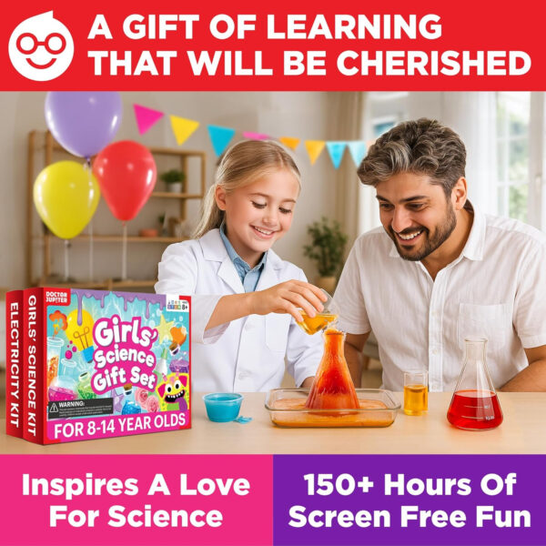 Doctor Jupiter Girls First Science Experiment Kit for Kids Ages 4-5-6-7-8| Birthday Gift Ideas for 4+ Year Old Girls| STEM Learning & Educational Toys