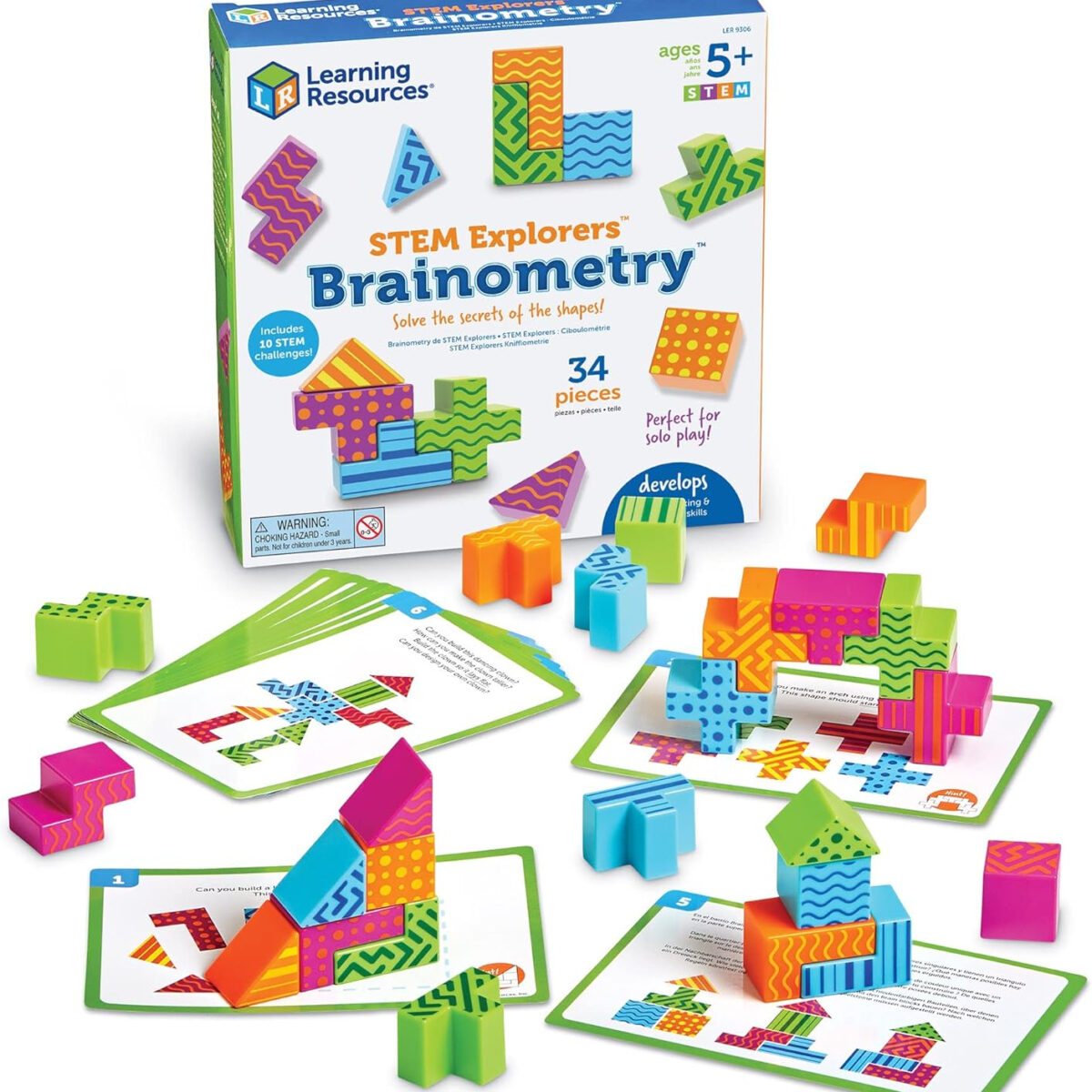 Learning Resources STEM Explorers Brainometry - 3d Puzzle, Brain Games, Brainteaser, Building Logic Toys, Gifts For Boys and Girls, Fine Motor Skills , Math Manipulatives, Back to School