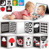 Black and White High Contrast Baby Books Flash Cards Tummy Time Mirror Toys Newborn Toys 0 6 Months Brain Development Infant Stimulating Sensory Toy 0-3 3-6 2 4 5 Months old Baby Boy Girl Shower Gifts