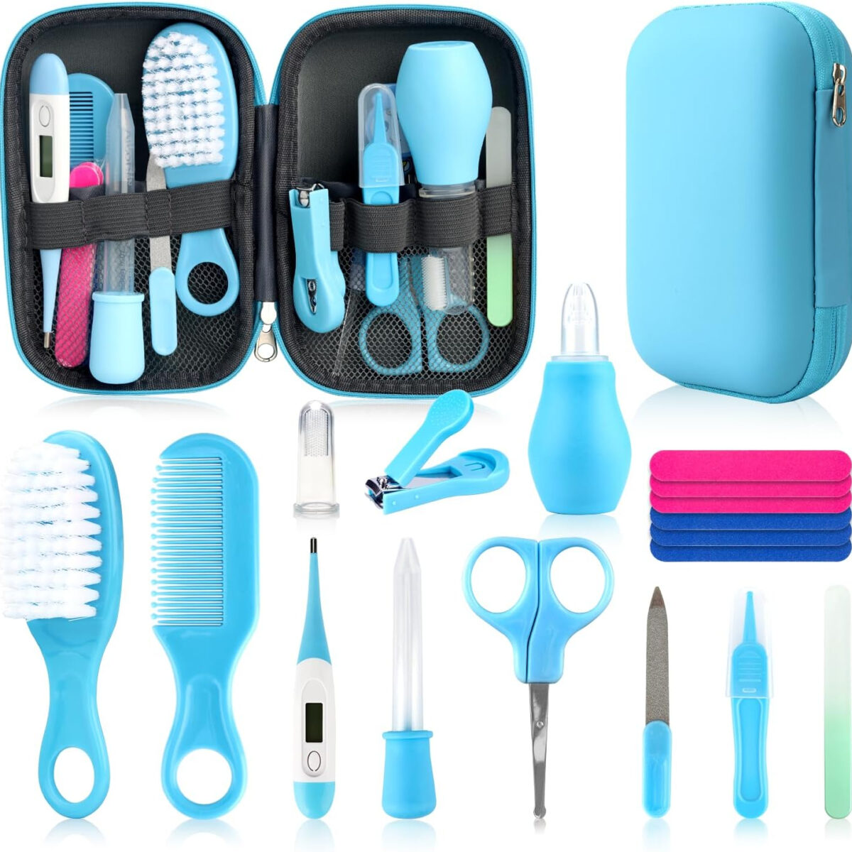 Baby Grooming Kit, Infant Safety Care Set with Hair Brush Comb Nail Clipper Nasal Aspirator,Baby Essentials Kit for Newborn Girls Boys